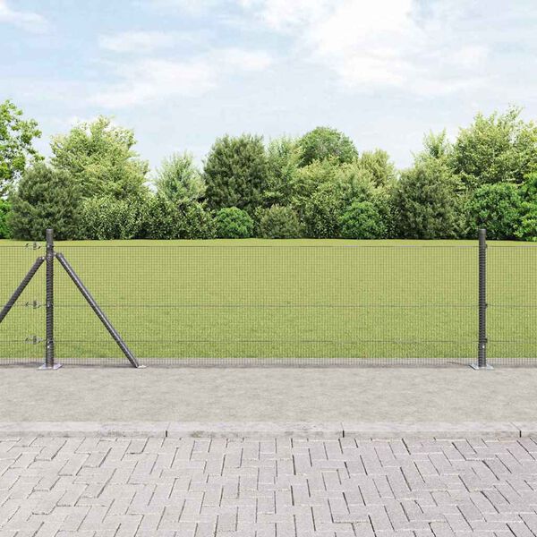 vidaXL Ker&iacute;t&eacute;soszlop Sz&uuml;rke 25 x 0,4 m (12 x 12 mm h&aacute;l&oacute;) Ac&eacute;l &eacute;s PVC