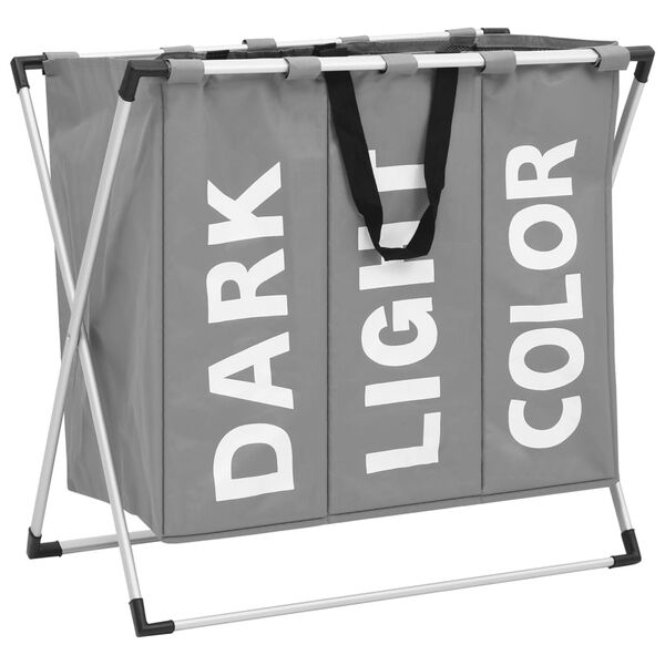 vidaXL 3 részes szürke szennyesszortírozó