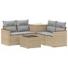 vidaXL Kanap&eacute; Szett 6 db Beige &eacute;s Vil&aacute;gossz&uuml;rke Poli rattan &eacute;s ac&eacute;l