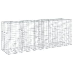 vidaXL horganyzott vas gabion kos&aacute;r fed&eacute;llel 400 x 100 x 150 cm