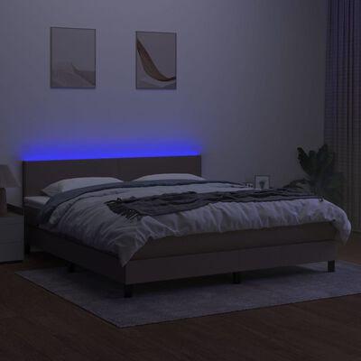 vidaXL tópszínű szövet rugós és LED-es ágy matraccal 160x200 cm