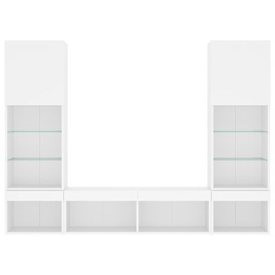 vidaXL 5 darab fehér szerelt fa fali TV-bútor LED-del