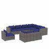 vidaXL 9 r&eacute;szes sz&uuml;rke polyrattan kerti &uuml;lőgarnit&uacute;ra p&aacute;rn&aacute;kkal