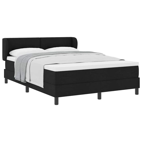 vidaXL Boxspring &aacute;gy matraccal matracmal Fekete 140 x 190 cm sz&ouml;vet