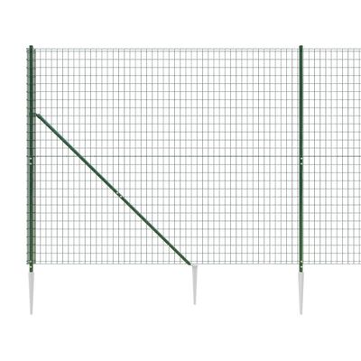 vidaXL zöld dróthálós kerítés cövekekkel 1,4x25 m