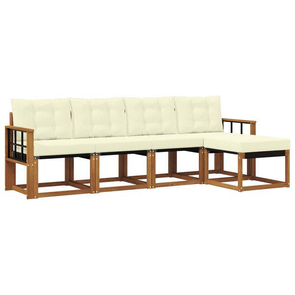 vidaXL K&uuml;lt&eacute;ri kanap&eacute; szett p&aacute;rn&aacute;val 5 pcs Term&eacute;szetes &eacute;s kr&eacute;msz&iacute;nű