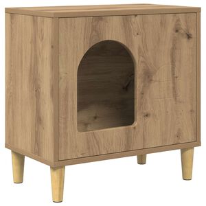 vidaXL Macska H&aacute;z K&eacute;zműves T&ouml;lgy 51 x 30 x 52 cm Szerelt Fa