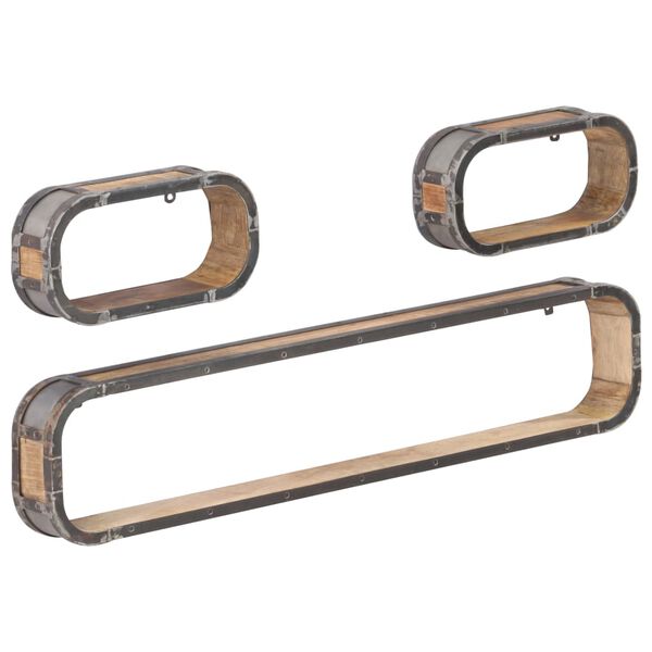 vidaXL 3-r&eacute;szes t&ouml;m&ouml;r mang&oacute;fa fali polcszett