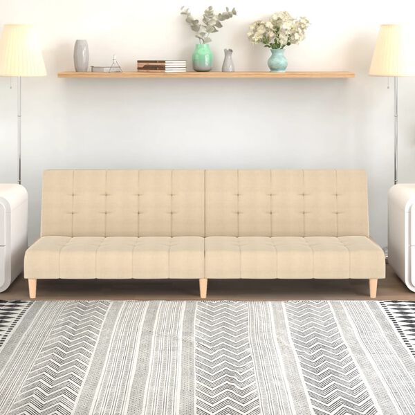 vidaXL k&eacute;tszem&eacute;lyes kr&eacute;msz&iacute;nű sz&ouml;vet kanap&eacute;&aacute;gy