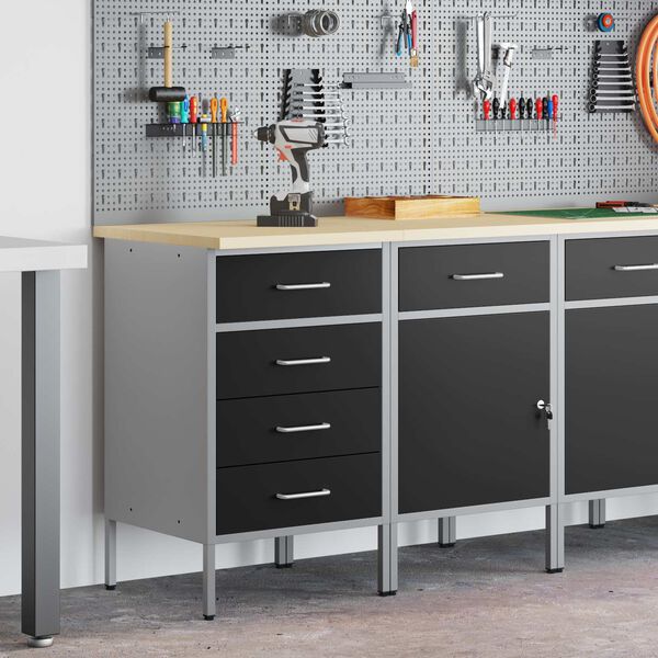 vidaXL Munkaszekr&eacute;ny fi&oacute;kkal 2 pcs Fekete &eacute;s Sz&uuml;rke 75 x 45 x 85 cm