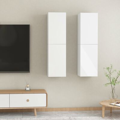 vidaXL 2 db magasfényű fehér forgácslap TV-szekrény 30,5 x 30 x 110 cm