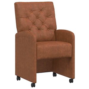 vidaXL Kerekes &Eacute;tkező Sz&eacute;kek 2 db Műbőr Barna 58 x 67 x 97 cm