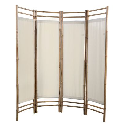 vidaXL 4 paneles bambusz/vászon paraván 160 cm