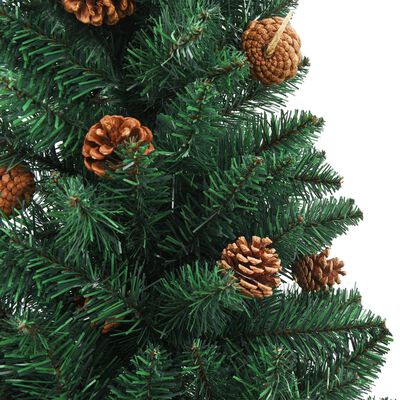 vidaXL zöld megvilágított vékony valódi fás/tobozos karácsonyfa 210 cm
