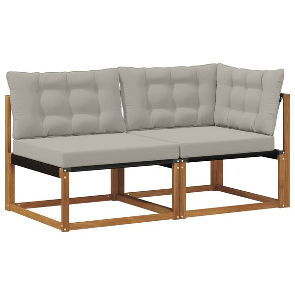 vidaXL K&uuml;lt&eacute;ri k&ouml;z&eacute;pső &eacute;s sarok kanap&eacute; p&aacute;rn&aacute;val 2 Darab Term&eacute;szetes