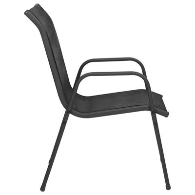 vidaXL 2 db fekete acél és textilén kerti szék