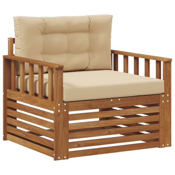 vidaXL K&uuml;lt&eacute;ri kanap&eacute; szett T&ouml;m&ouml;r ak&aacute;cfa &eacute;s poli&eacute;szter Term&eacute;szetes