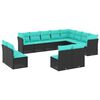 vidaXL 12 db fekete polyrattan kerti kanap&eacute;garnit&uacute;ra p&aacute;rn&aacute;kkal