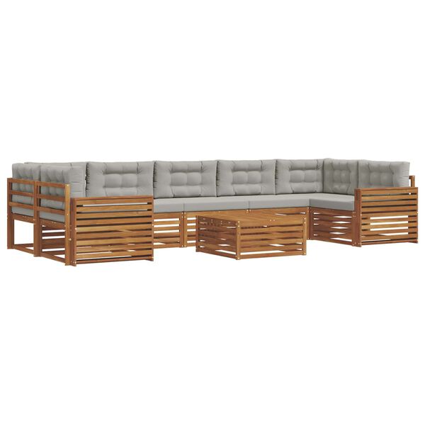 vidaXL K&uuml;lt&eacute;ri kanap&eacute; szett 8 pcs Term&eacute;szetes &eacute;s Vil&aacute;gossz&uuml;rke