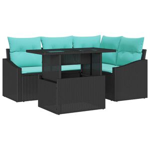 vidaXL Kerti Kanap&eacute; Szett p&aacute;rn&aacute;val t&aacute;rol&oacute;val 6 pcs Fekete &eacute;s kr&eacute;msz&iacute;nű