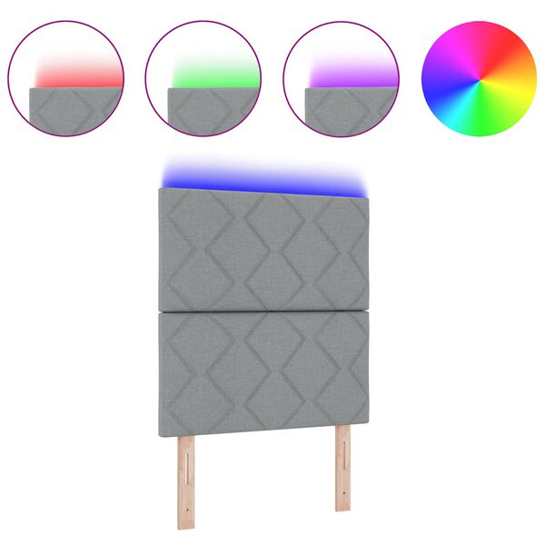 vidaXL Fejtámla LED -es lámpákkal Állítható Világosszürke 80 cm szövet