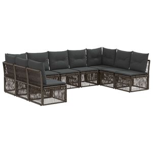 vidaXL Kerti Kanap&eacute; Szett 9 pcs Sz&uuml;rke polirattan
