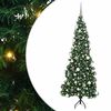 vidaXL Sarok Műkar&aacute;csonyfa 300 LED-del Z&ouml;ld 180 cm PVC &eacute;s f&eacute;m