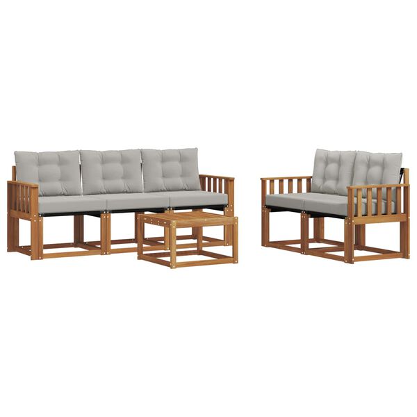 vidaXL K&uuml;lt&eacute;ri kanap&eacute; szett 6 pcs Term&eacute;szetes &eacute;s Vil&aacute;gossz&uuml;rke