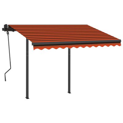 vidaXL narancs és barna kézzel kihúzható napellenző póznákkal 3x2,5 m