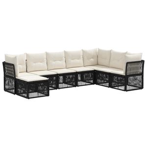 vidaXL Kerti Kanap&eacute; Szett 8 pcs Fekete polirattan