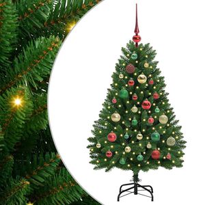vidaXL Mű kar&aacute;csonyfa 120 cm 150 LED Meleg feh&eacute;r PVC &eacute;s Ac&eacute;l Z&ouml;ld