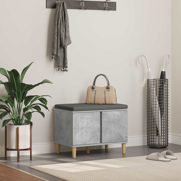 vidaXL Előt&eacute;r pad p&aacute;rn&aacute;val t&aacute;rol&oacute;val Beton Sz&uuml;rke 60 x 38 x 46 cm