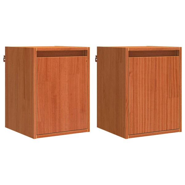 vidaXL Fali Szekr&eacute;ny 2 pcs Faggy&uacute; barna 30 x 30 x 40 cm T&ouml;m&ouml;r fenyőfa