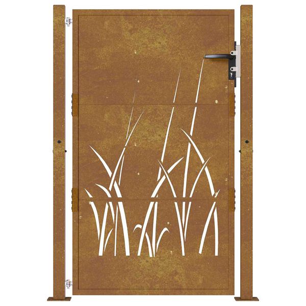 vidaXL Corten acél kerti kapu 100x125 cm, fűmintás
