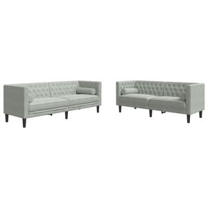 vidaXL 2 r&eacute;szes vil&aacute;gossz&uuml;rke b&aacute;rsony p&aacute;rn&aacute;s Chesterfield kanap&eacute; szett