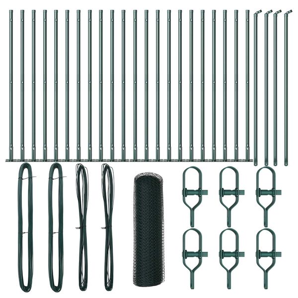 vidaXL Ker&iacute;t&eacute;soszlop Z&ouml;ld 50 x 0,8 m (13 mm h&aacute;l&oacute;) Ac&eacute;l &eacute;s PVC