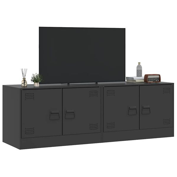 vidaXL 2 db fekete ac&eacute;l TV-szekr&eacute;ny 67 x 39 x 44 cm