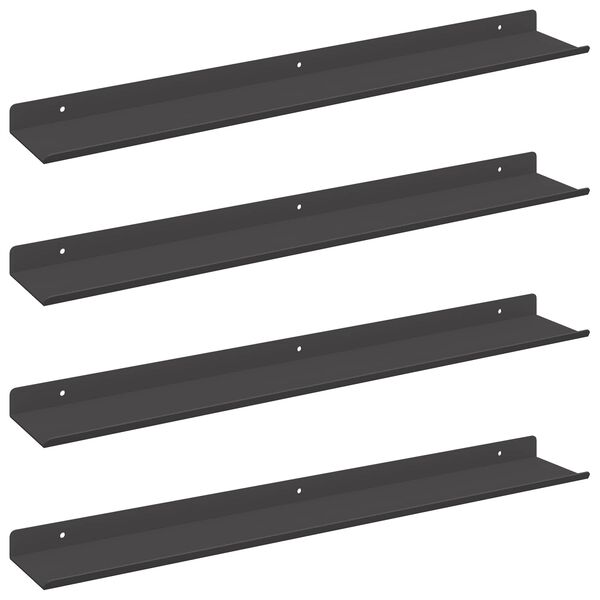 vidaXL Lebegő polc 4 pcs Fekete 60 x 8,5 x 2,5 cm Ac&eacute;l