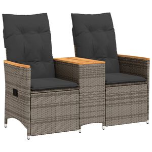 vidaXL 2 szem&eacute;lyes sz&uuml;rke polyrattan d&ouml;nthető kerti kanap&eacute; asztallal