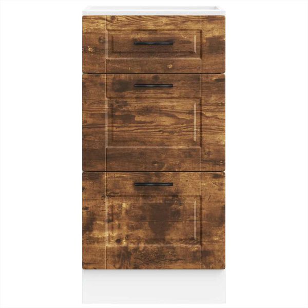 vidaXL Porto füstös tölgy színű szerelt fa konyhai alapszekrény