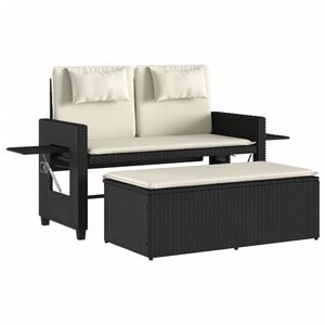 vidaXL fekete polyrattan d&ouml;nthető kerti pad p&aacute;rn&aacute;val