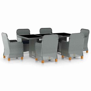 vidaXL 7 r&eacute;szes vil&aacute;gossz&uuml;rke polyrattan k&uuml;lt&eacute;ri &eacute;tkezőszett p&aacute;rn&aacute;kkal