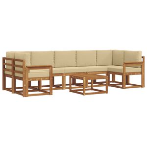 vidaXL K&uuml;lt&eacute;ri kanap&eacute; szett p&aacute;rn&aacute;val 8 pcs Term&eacute;szetes &eacute;s b&eacute;zs