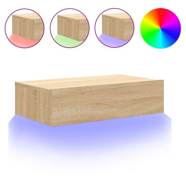 vidaXL sonoma tölgyszínű TV-szekrény LED-lámpákkal 60x35x15,5 cm