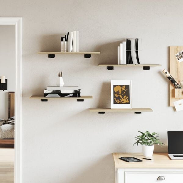 vidaXL 4 db sonoma-t&ouml;lgy sz&iacute;nű forg&aacute;cslap k&ouml;nyvespolc 60 x 30 x 1,5 cm