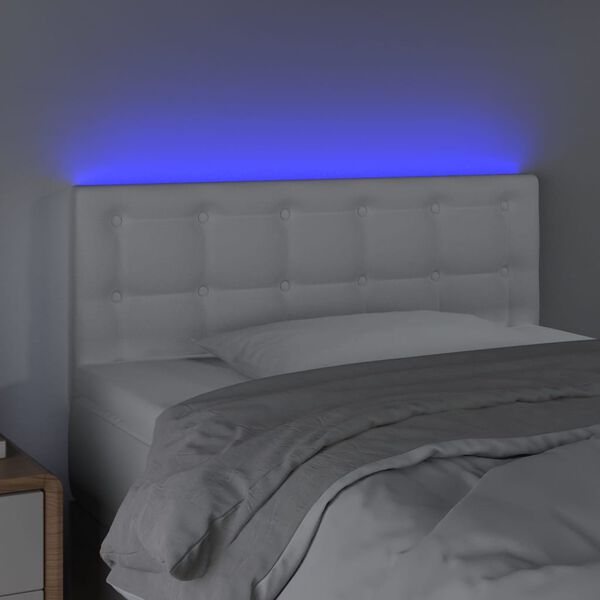 vidaXL feh&eacute;r műbőr LED-es fejt&aacute;mla 100 x 5 x 78/88 cm