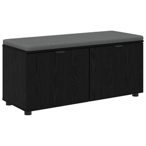 vidaXL Előt&eacute;r pad Fekete T&ouml;lgy 100 x 38 x 46 cm Műanyag Fa &eacute;s Sz&ouml;vet