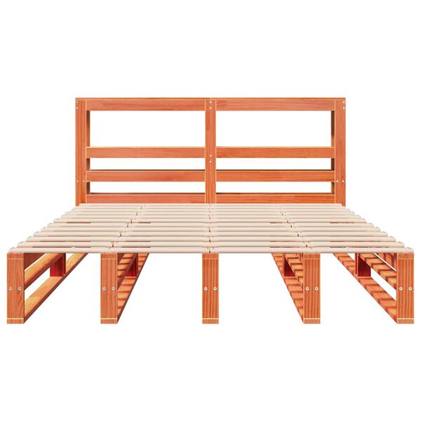 vidaXL viaszbarna t&ouml;m&ouml;r fenyőfa &aacute;gy matrac n&eacute;lk&uuml;l 160 x 200 cm