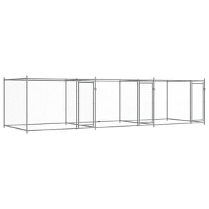 vidaXL sz&uuml;rke horganyzott ac&eacute;l kutyaketrec ajt&oacute;kkal 6 x 2 x 1,5 m