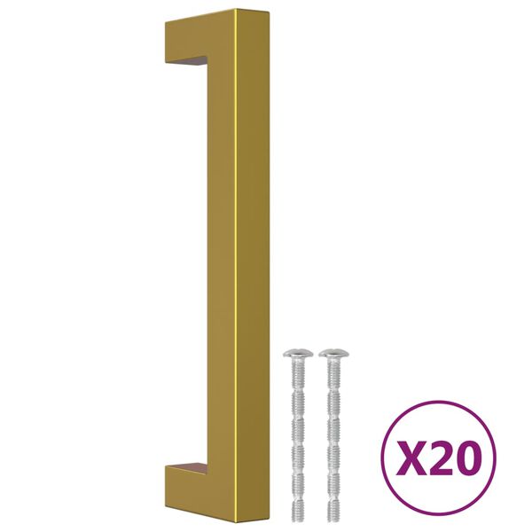 vidaXL 20 db aranysz&iacute;nű rozsdamentes ac&eacute;l szekr&eacute;nyfoganty&uacute; 128 mm